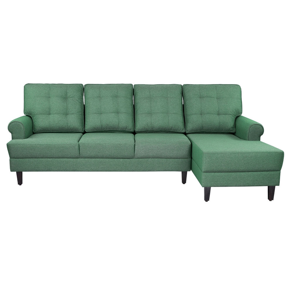Wakefit Dreamer L - Shape Sofa Set (3 Seater + Right Aligned Chaise) - Omega Green